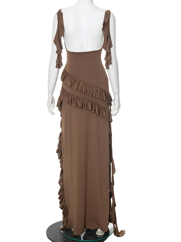 Mocha Ruffle Maxi